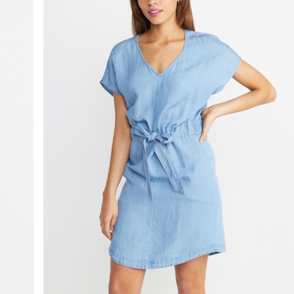 Marine Layer Bella Dress in Light Blue Chambray S
